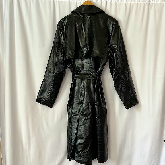 Jason Wu Sexy Faux Leather Snakeskin Pattern Belted Long Coat Jacket **Sz XL** - Picture 2 of 5